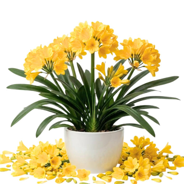 Yellow Clivia Plant Live, Flower Houseplant, 6 Inch Pot