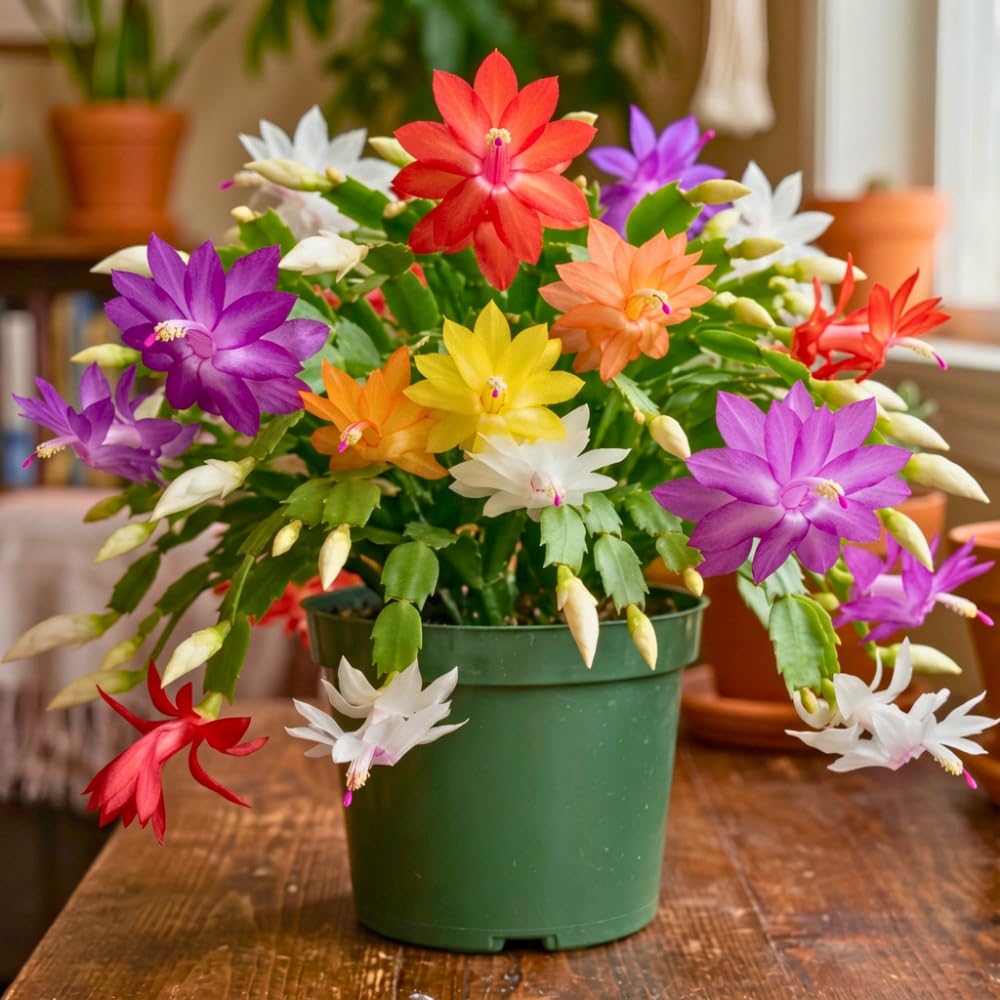 Random Thanksgiving Cactus Live Plant, Indoor Houseplant, 5-9 Inch Tall