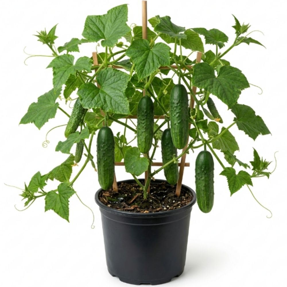 Cucumber Live Plant, Well-Rooted Vine Plant, 3-6 Inch Tall, 4 Inch Pot