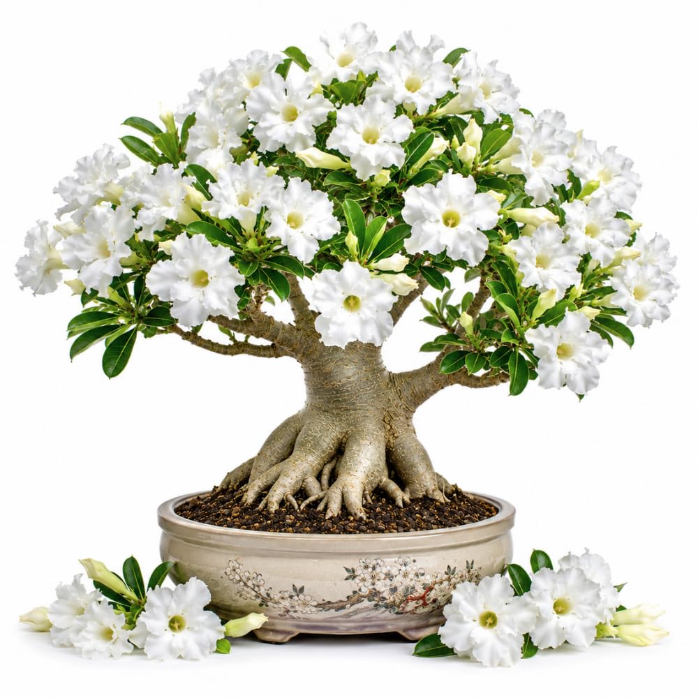 White Desert Rose Plant Live, Succulent Houseplant, 4-7 Inch Tall
