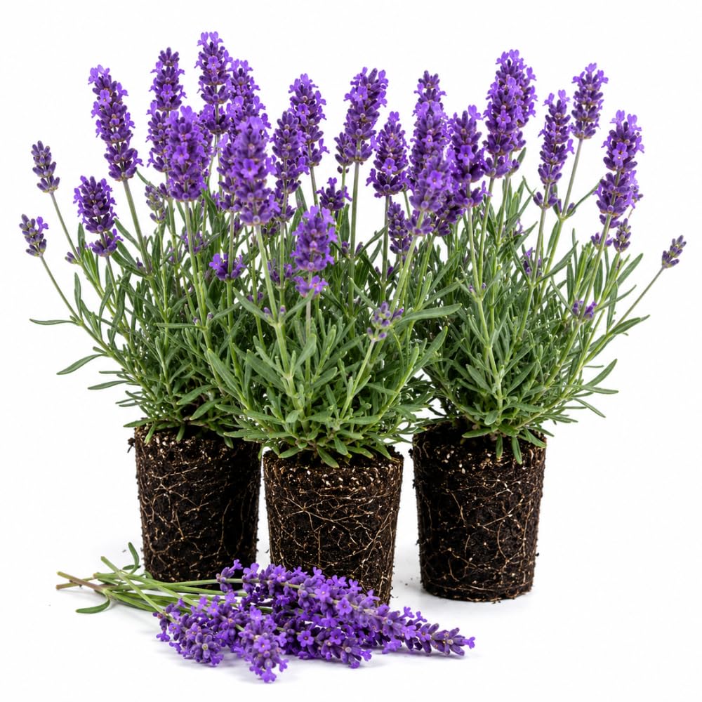Deep Purple Lavender Plant Live, Purple Blooms Flower, 4-6 Inch Tall