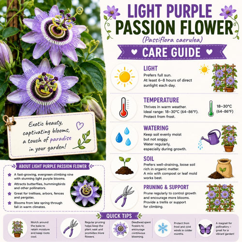 2 Light Purple Passion Flower Plants, Passiflora Flower Plant, 4-6 Inch Tall