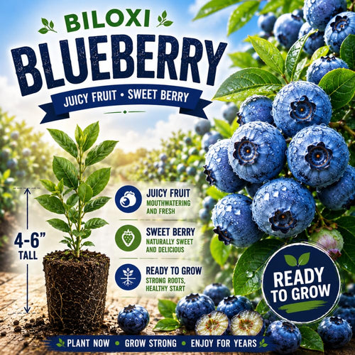 2 Biloxi Blueberry Plants Live for Planting, 4-6 Inc Tall, Sweet Blueberry Bushes Live Plant, Fruit Tree, High Yielding, No Pot