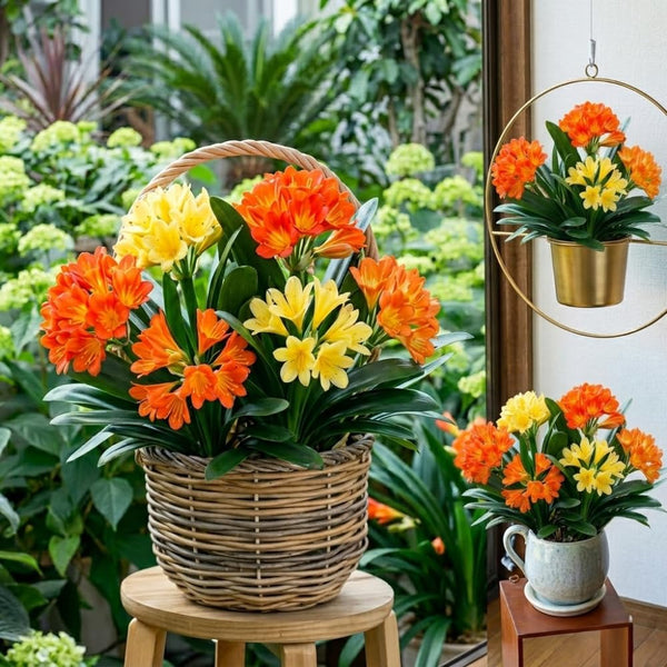 Orange Clivia Miniata Plant Live, Flower Houseplant, 6 Inch Pot