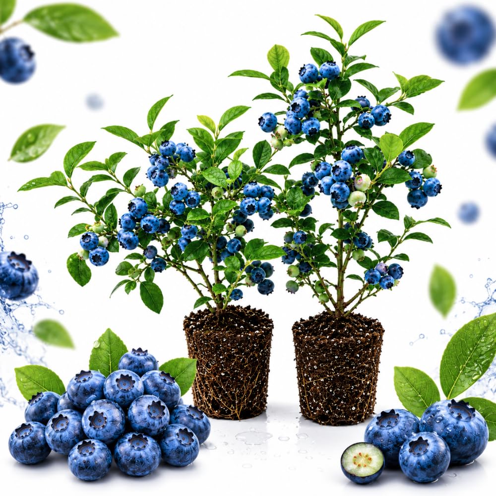 2 Sharpblue Blueberry Bushes Live Plants, Fruit Bush, 4-6 Inch Tall