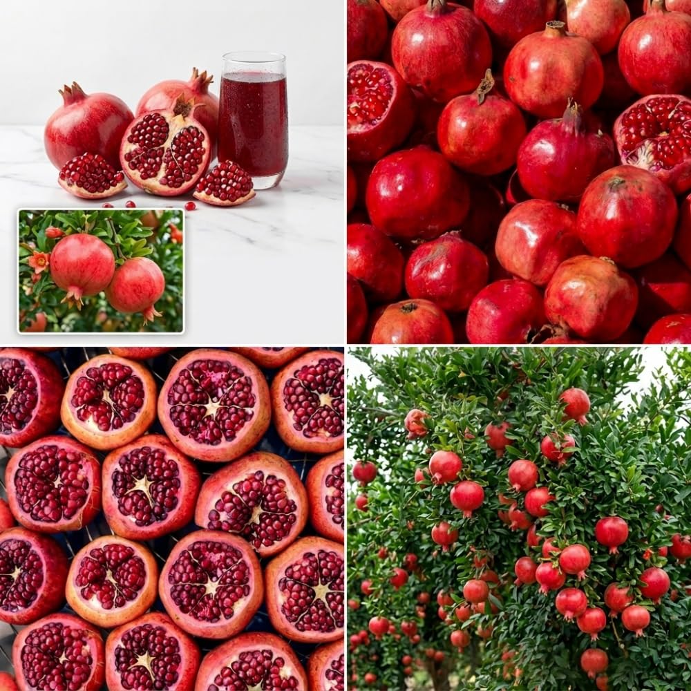 Red Pomegranate Tree Live Plant, Backyard Orchard Tree, 4-6 Inch Tall